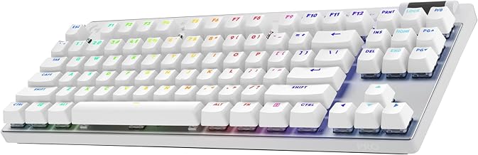 PRO X TKL LIGHTSPEED Wireless Gaming Keyboard, Ultra-Portable Tenkeyless Design, LIGHTSYNC RGB, PBT keycaps, Tactile Switches (GX Brown) - White