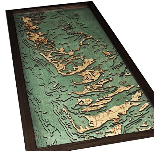 Florida Keys, Florida 3-D Nautical Wood Chart, 13.5" x 31" - Image 2