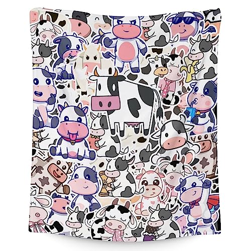 Mercuryelf Cow Throw Blanket - Soft, Fuzzy & Warm - 50x60 Inches Flannel Blankets for Living Room, Sofa - Cute Throws Gift for Teens