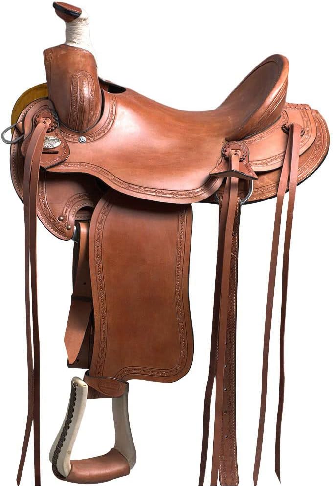 HILASON Western Horse Saddle American Leather Ranch Roping Trail Mahogany | Hand Tooled Wade & for Horses