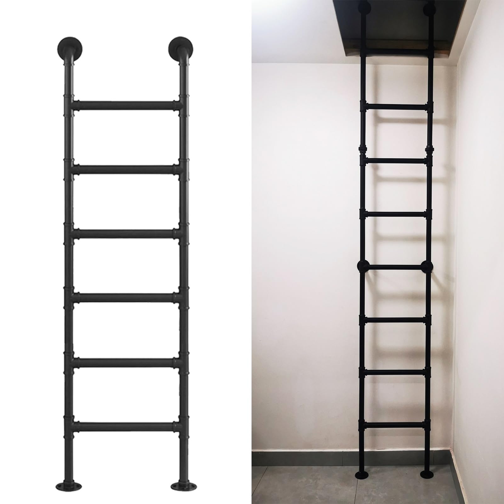 Junvstor Egress Ladder Basement Window Ladder Loft Ladder, Well Ladder Attic Ladder Fire Escape Ladder Emergency Window Ladder Egress, Entrance Ladder Bunk Bed Ladder for Indoor(125cm/49in)