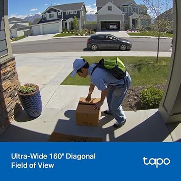 Tapo D205 | Mini Akıllı Görüntülü Kapı Zili | 2K Net Görüntü | 160° Geniş Açı | 180 Gün Pil Ömrü | AI Kişi Algılama | İki Yönlü Ses | IP54 Hava Koşullarına Dayanıklı | Bulut/SD Kart Depolama