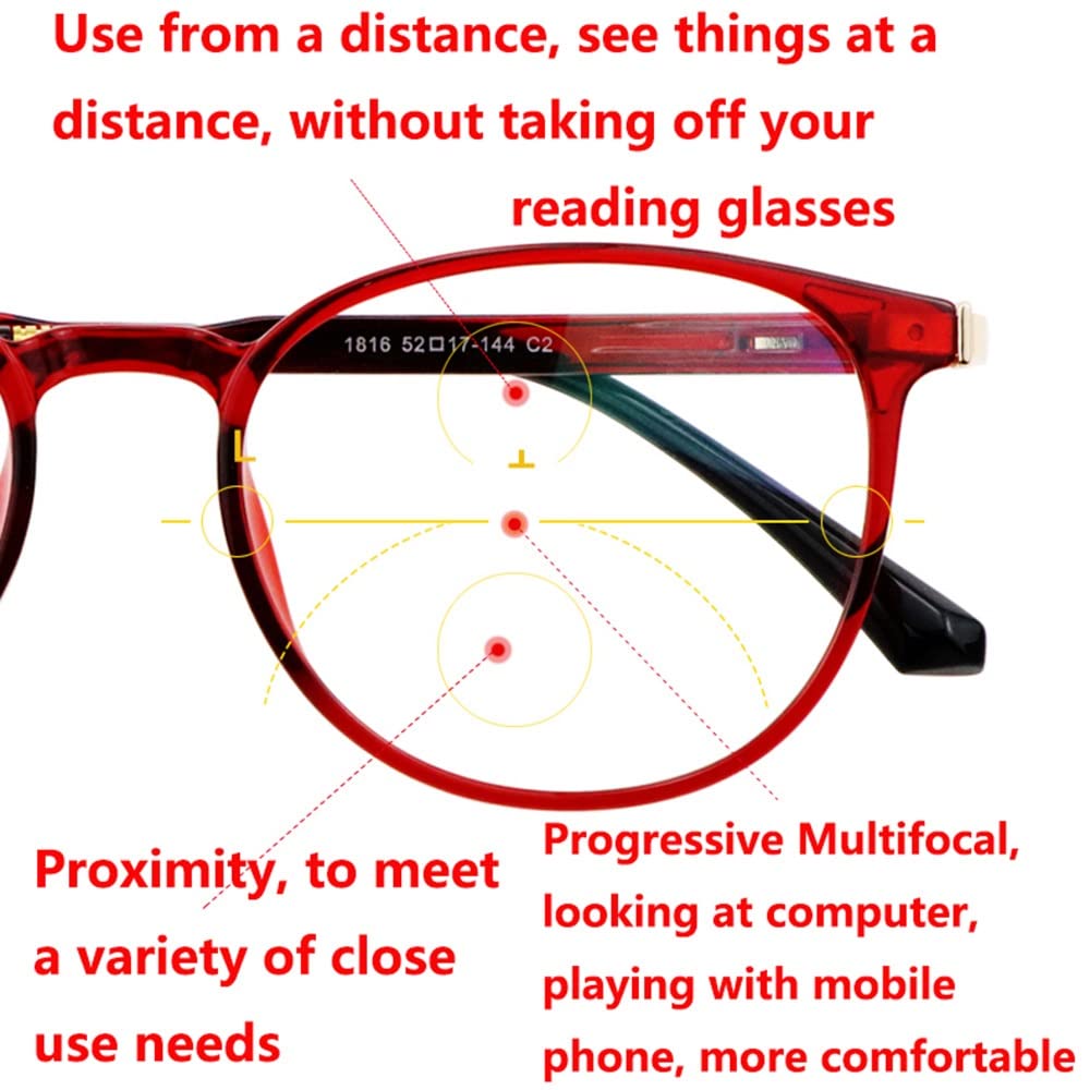 Damen Photochrome Lesebrille Lesehilfe Brille Anti Blaulicht Gleitsichtbrille Progressive Multifokus Lesebrille Asphärische Harzlinse Sonnenbrille Dioptrie +1,0 Bis +3,0 (Size : +2.00)
