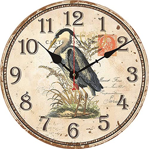 Clocks Crowned Crane Rest On The Shoreside Round Wall Clock Home Office Decoration Silent Bird Clock(40cm)