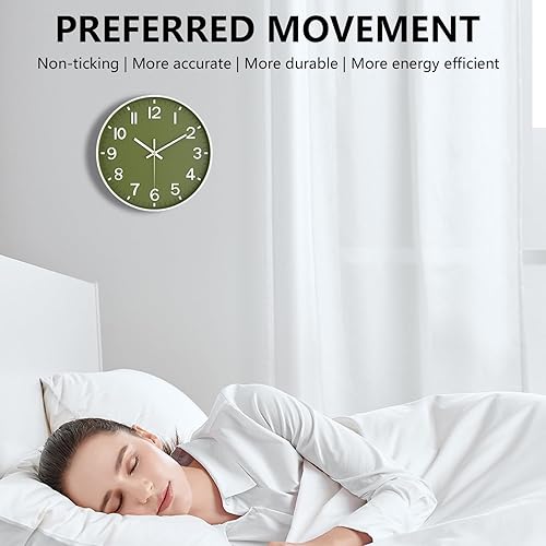 Miniatura 4 de Reloj de pared de 8 pulgadas, funciona con pilas, moderno reloj de pared analógico digital silencioso sin tictac para dormitorio, sala de estar,