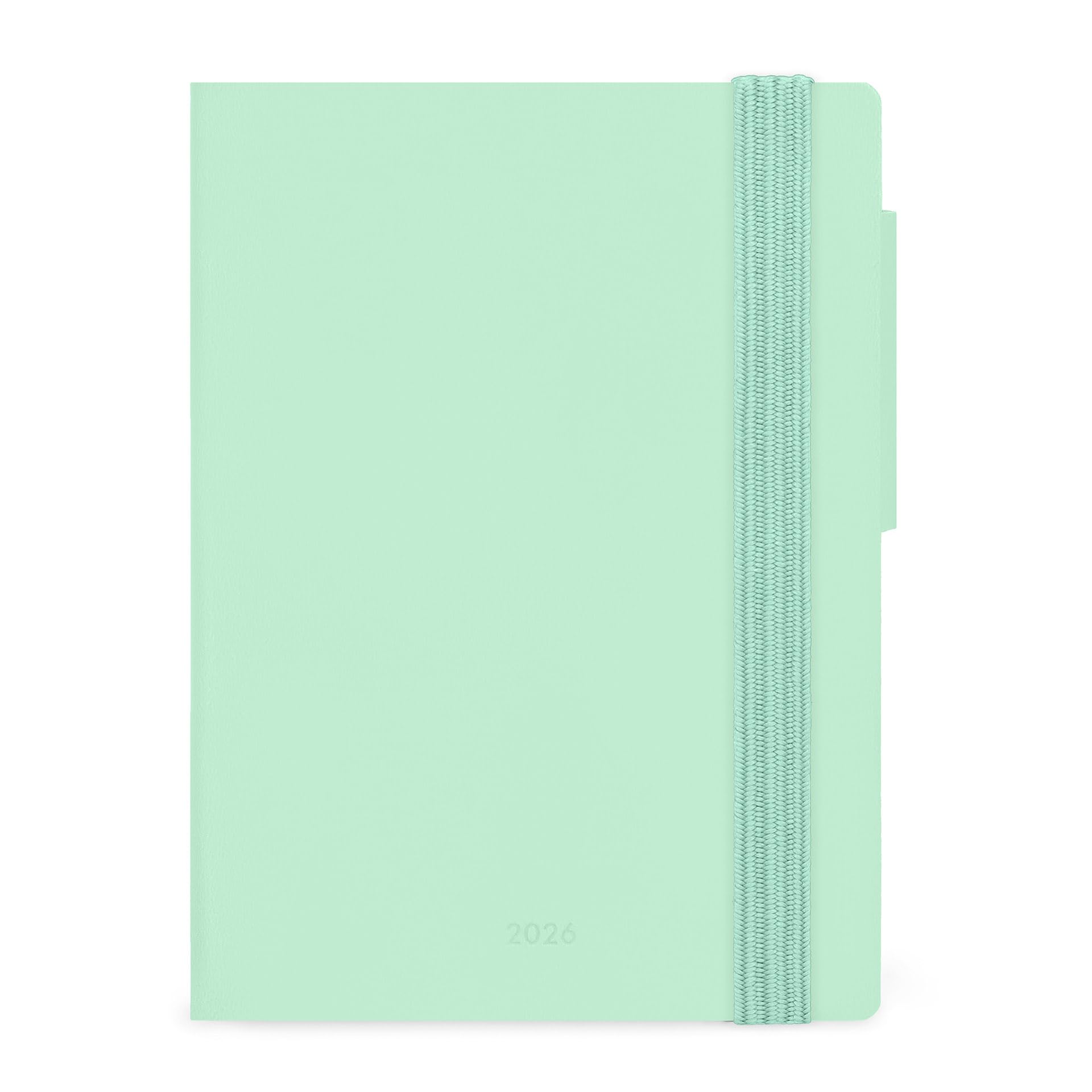 Legami Agenda hebdomadaire Mini 2026 Pastel Mint 12 mois carnet d'adresses fermeture élastique papier FSC 8 x 10 cm