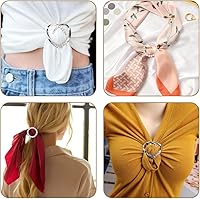 Vista 4 de 4 piezas de clip de anillo de bufanda, clips de corbatas para camiseta, botón anudado de esquina para mujer, hebilla de clip redondo de metal