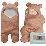 BlueMello Baby Swaddle Blanket | Ultra-Soft Plush Essential for Infants 0-6 Months | Receiving Swaddling Wrap Brown | Ideal Newborn Registry and Toddler Boy Accessories | Perfect Baby Girl Shower Gift