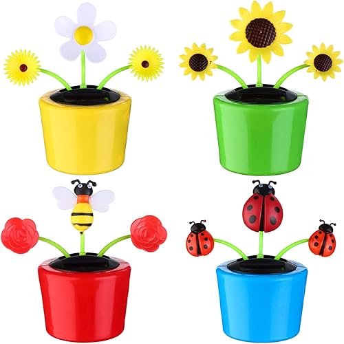 Miniatura 3 de 4 juguetes solares de abeja bailarina con energía solar, flor de sol bailarín en macetas de colores con margaritas oscilantes, colgajo animado,