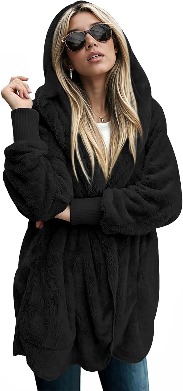 LONGYUAN Womens Jacket Winter Coats Hooded Cardigan Fleece Sweaters