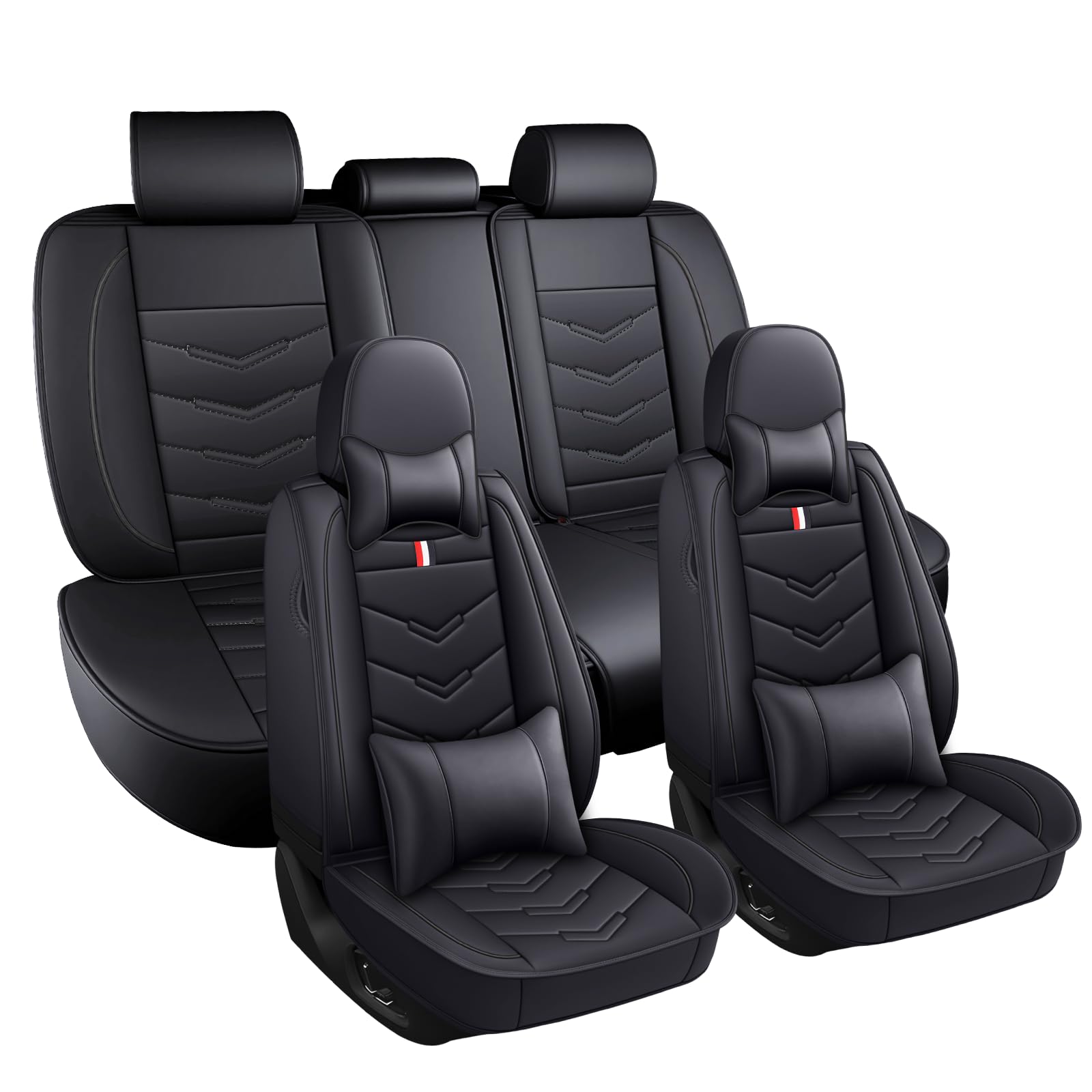 Car Seat Covers Fit for KIA Soul 2010-2025, Leather Seat Covers for Car, Waterproof Non-Slip Durable Car Seat Protector(5 Seats with Pillow,Black)