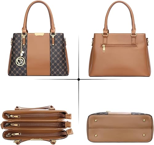 Miniatura 4 de KKXIU 3 Zippered Compartments Purses and Handbags for Women Top Handle Satchel Shoulder Ladies Bags