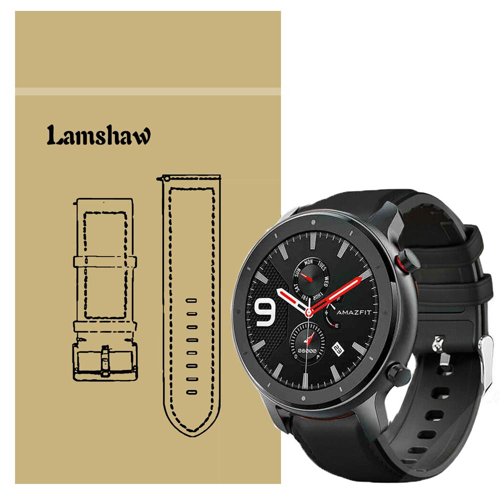 Amazon.co.jp: Lamshaw Amazfit GTR 47mm バンド, シリコン + レザー 