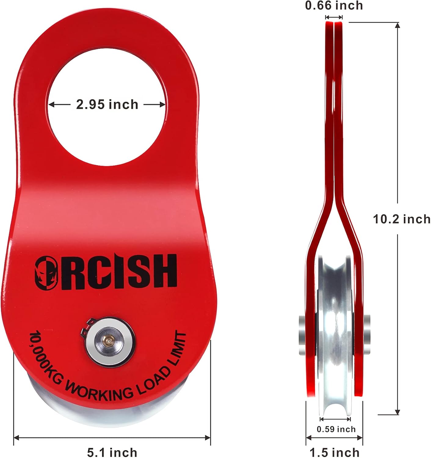 ORCISH 10T Snatch Block for Recovery Winch Towing Pulley Blocks Offroad Recovery Accessory22000lb Capacity (red) : Automotive