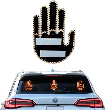 LED Middle Finger Sign for Car, Truck - Thank You Light, Thumb Up/Down, Cool Interior Accessory, Funny Gadget Gesture Display