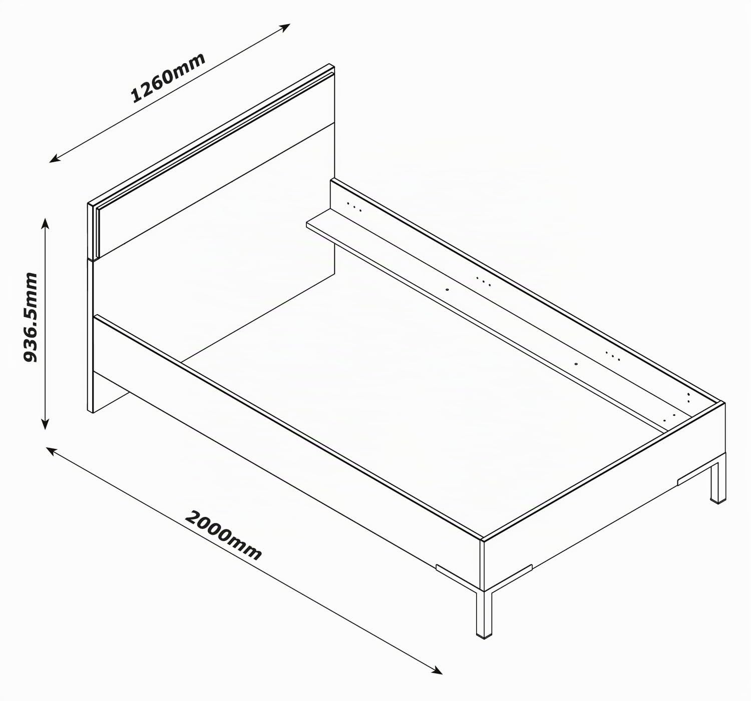 Composad | Letto 1 Piazza e Mezza della Linea BRAVO per Cameretta, Letto moderno per bambini e ragazzi, (LxAxP): 125,8x93,5x206,2 cm, Grigio Cashmere Topmatt e Strippedwood, Made In italy