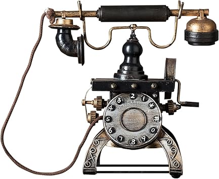 Meiiron Metal Telephone Decorative, Vintage Telephone Model Retro Desk Decorations Phone Phone Ornament, Landline Phone - 10.2x5.5x10.2 inch
