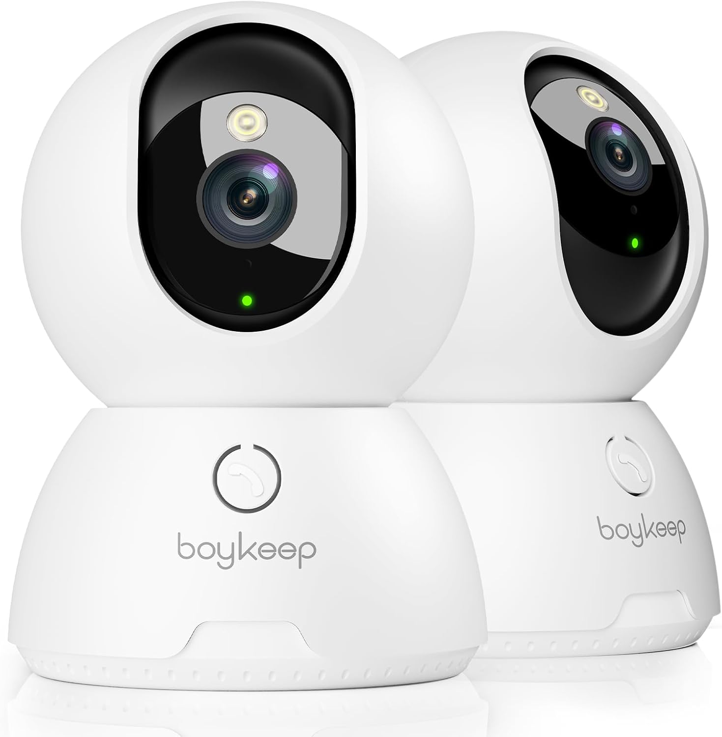 BoyKeep 2K Cameras for Home Security, 2-Pack Indoor Camera with Night Vision, Pet Camera Indoor with Phone App, Motion Detection, 2-Way Audio, Cloud/SD Card Storage, Compatible with Alexa