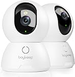 BoyKeep 2K Cameras for Home Security, 2-Pack Indoor Camera with Night Vision, Pet Camera Indoor with Phone App, Motion Detection, 2-Way Audio, Cloud/SD Card Storage, Compatible with Alexa