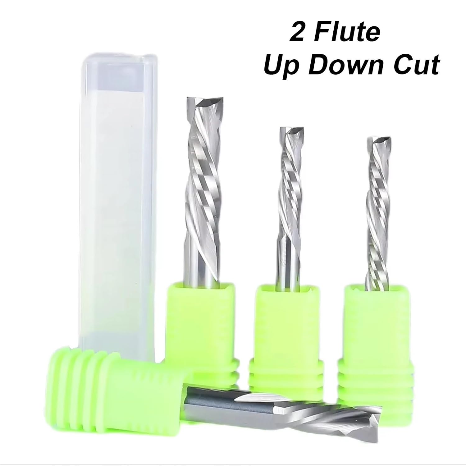 10Pcs 3.175/4/5/6/8/10mm Spiral Cut Double Edge Wordworking End Mill for Plywood Solid Wood(10Pcs 10x42x90L)