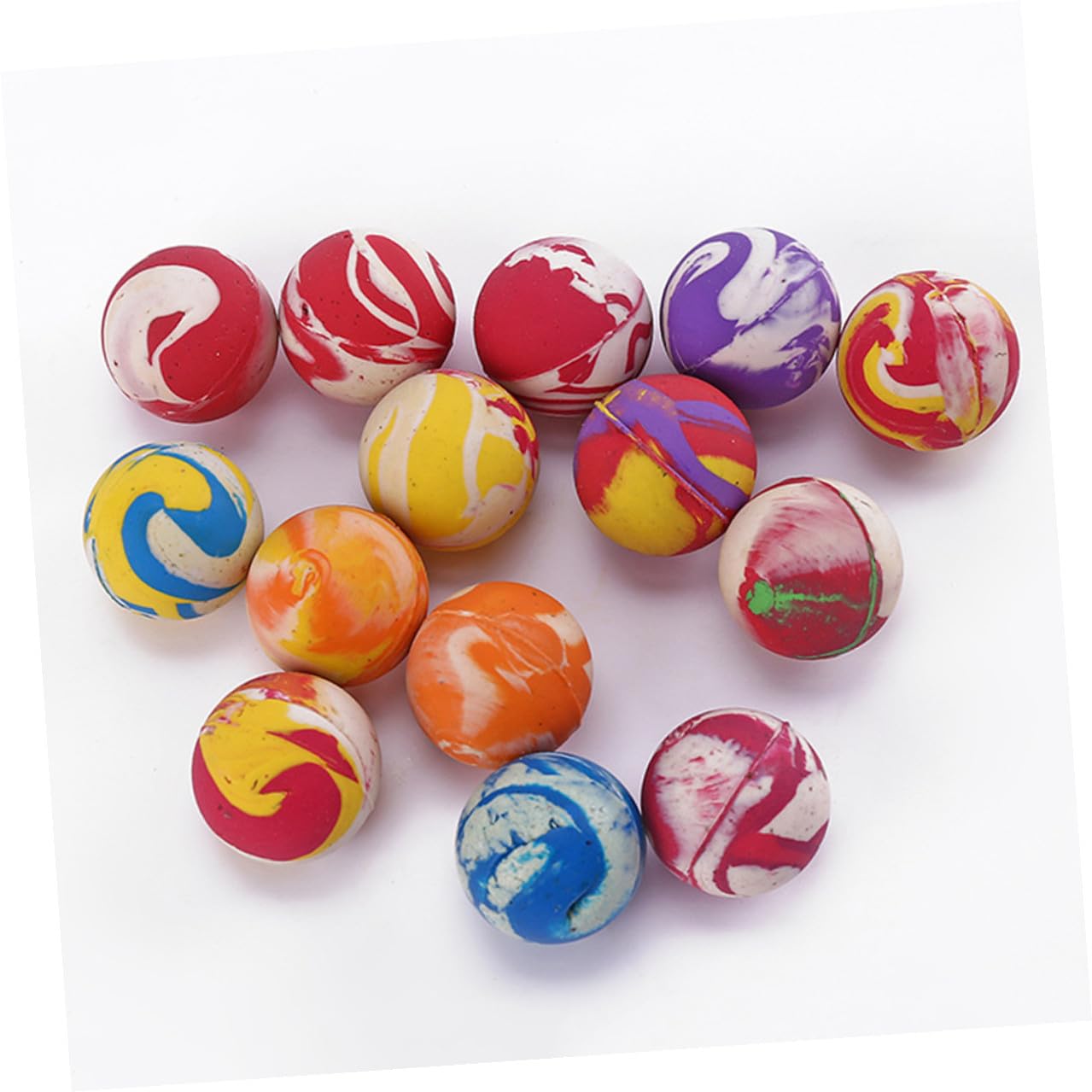 Lurrose 100 Palline di Gomma Elastiche di 32mm per Bambini, Giocattolo Creativo e Sicuro, Perfette per Giochi e Festa dei Bambini Confezione da 100 Pezzi Stili Multipli