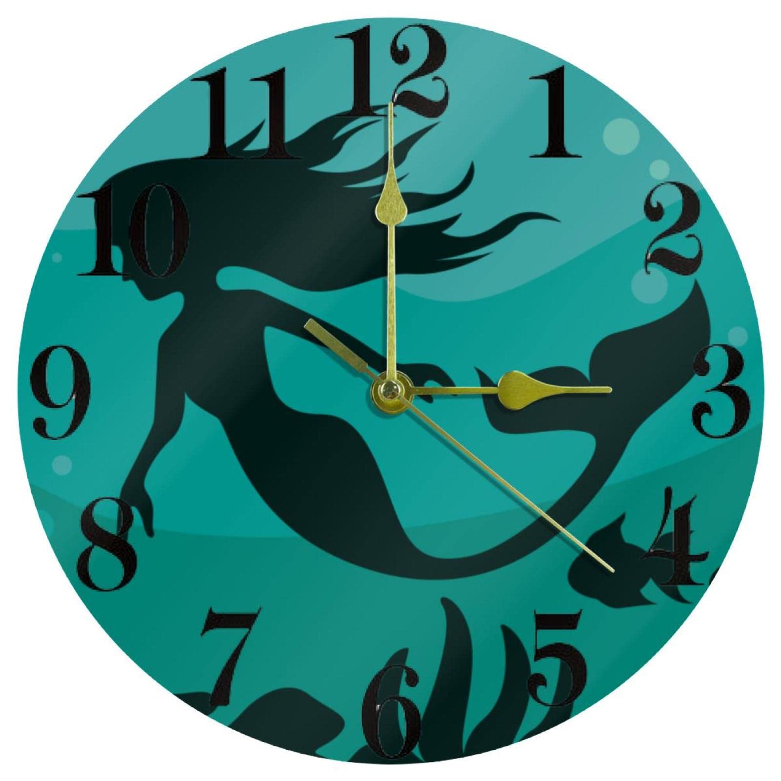 Horloge murale verte pour chambre et bureau calme 25 cm
