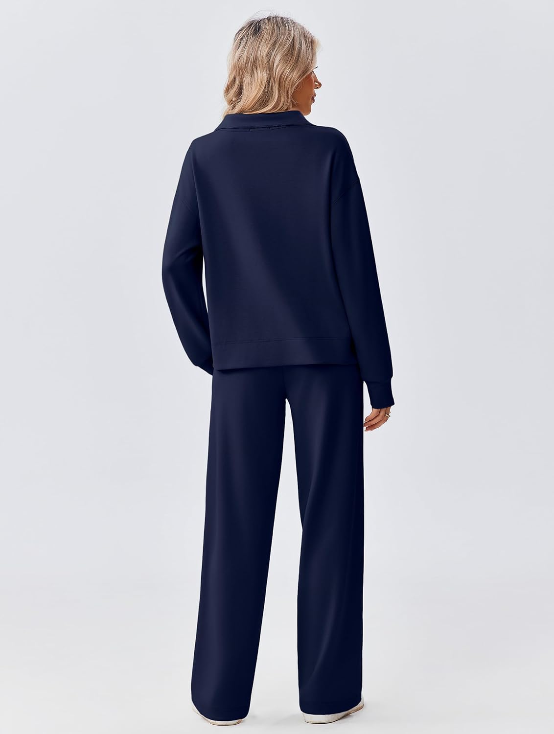 PINSPARK 2 Piece Sets for Women 1/2 Zip Sweatsuit Loose Fit Sweatshirt Straight Leg Pants 2025 Matching Outfit Fall Tracksuit - Image 2