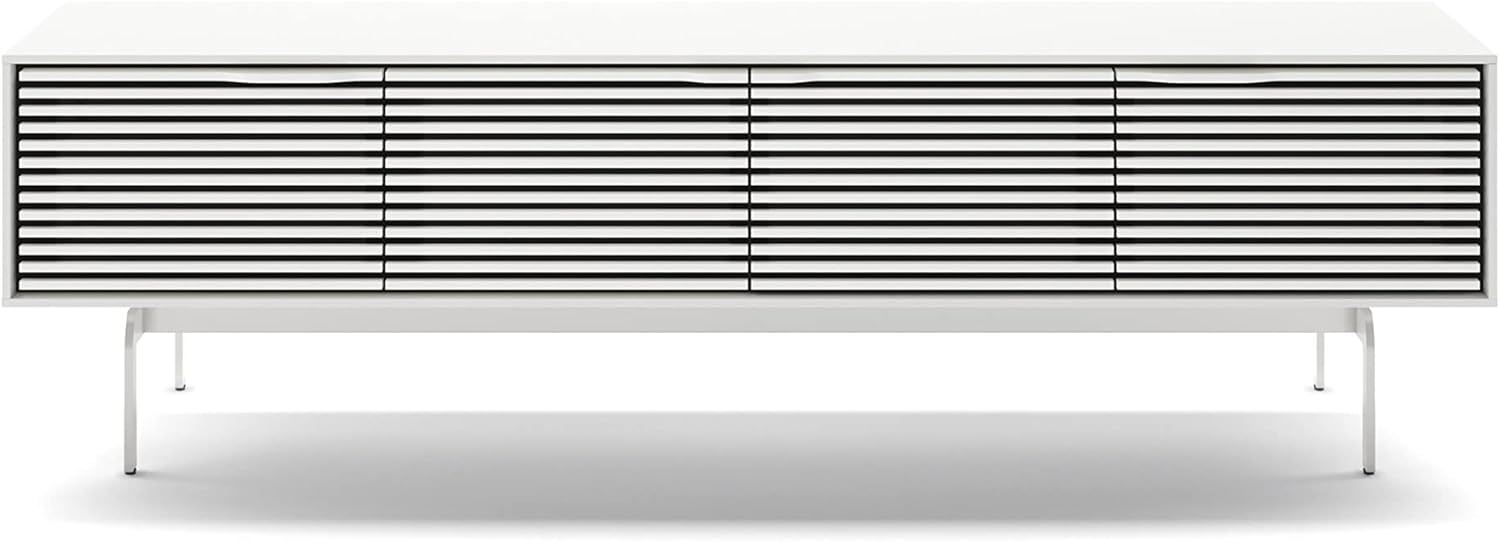 BDI Furniture Align 7473-81'' Low Profile TV Stand for TVs up to 85" with Soundbar Shelf, Adjustable Shelves, Cable Management, Remote-Friendly Louver Doors, Satin White