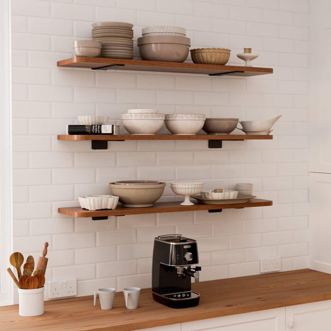 LEOPO 12 inch 4 Pack Floating Shelf Brackets, 1/5" Thick Hidden L Bracket image 2