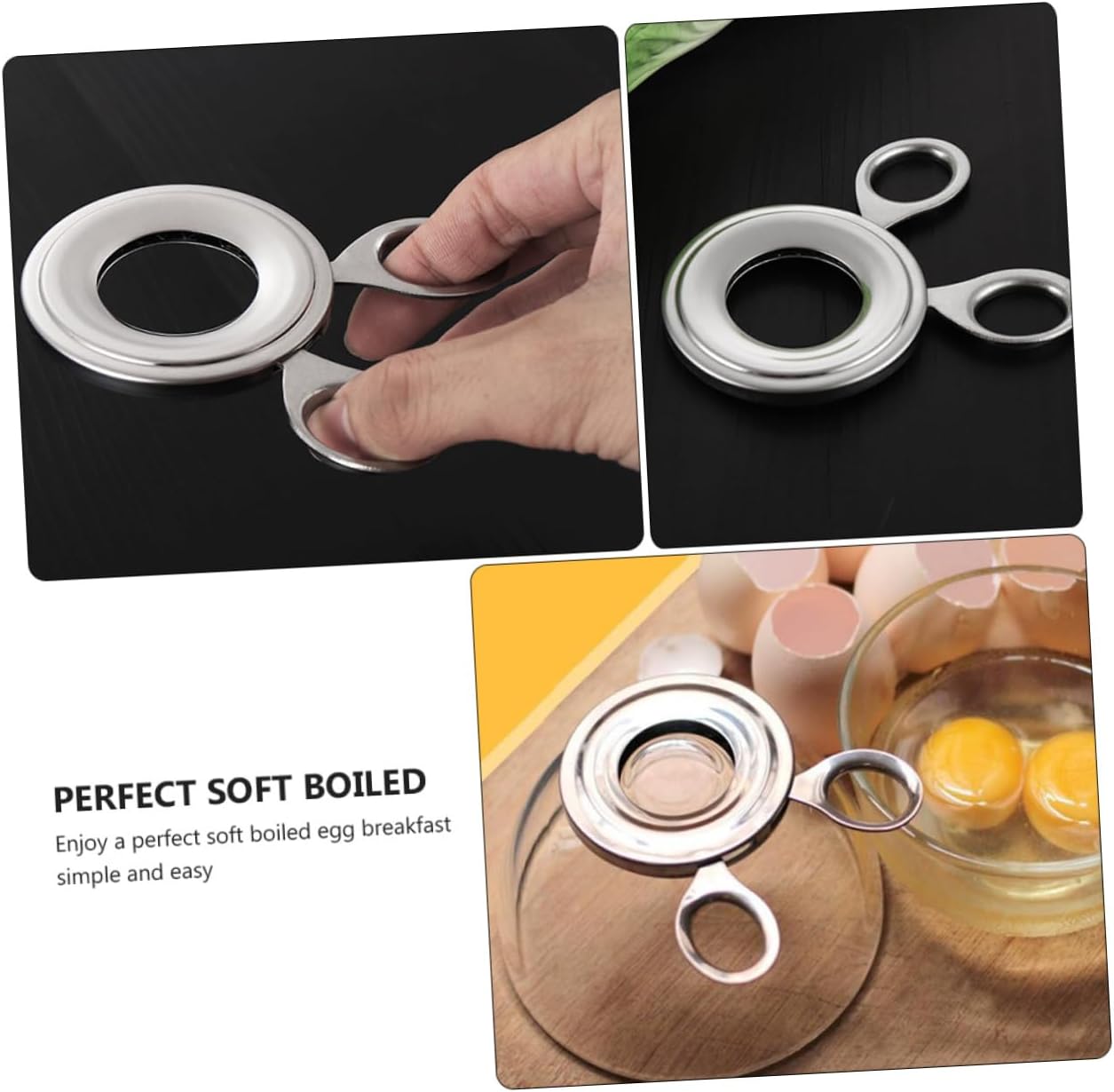 PRETYZOOM Egg Peeler Egg Cutter Ladel Stainless Steel Separator for Kitchen Finds