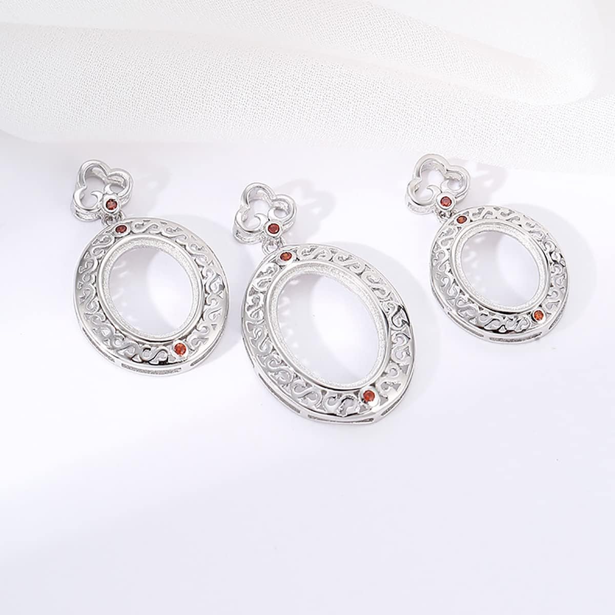 925 Sterling Silver Bezel Cup Pendant Base fit 8X10/9X11/10X14mm Oval Cabochon Mounting Setting Pendant Blank Charm Jewelry Making for Women