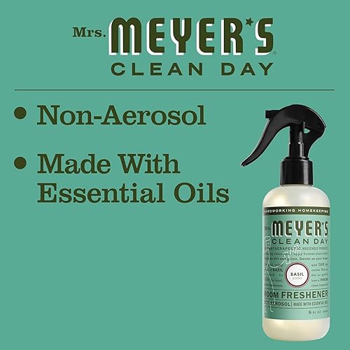 Miniatura 205 de Mrs. Meyer's Clean Day - Ambientador en espray, atomizador sin aerosol infundido con aceites esenciales, albahaca, 8 onzas líquidas