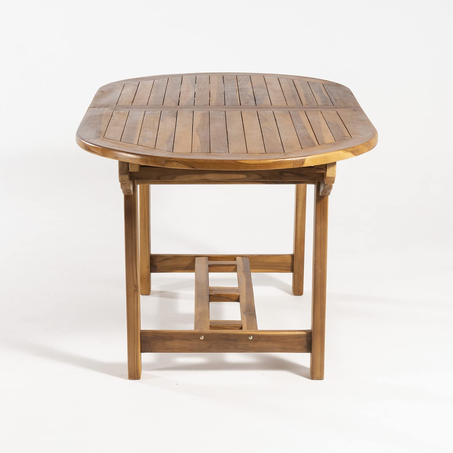Mesa de jardín Extensible 160 a 210 cm de Madera Teca, Madera Teca Grado A, Ovalada, Medidas 160 a 210x90x77 cm, Tratamiento al Agua aplicado, Mesa para terraza de teka, Mesa Extensible teka