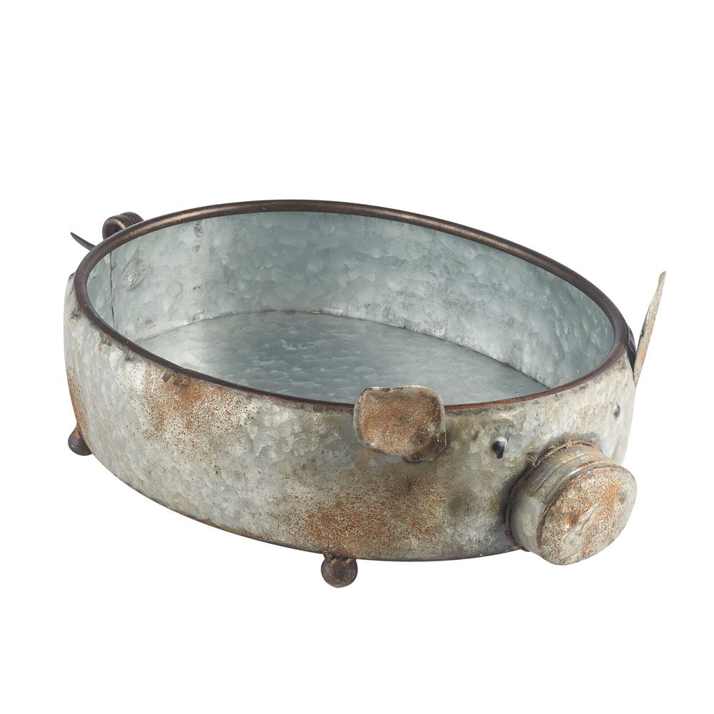 COUNTRY ORIGINALS,INC/KALALOU Galvanized Metal Pig Shaped Bowl - Potpourri Fruit Basket Home Decor