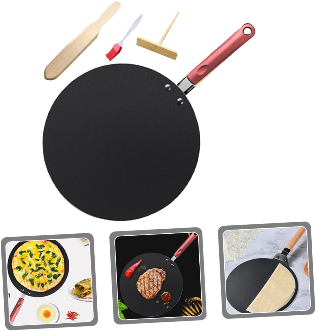 Ciieeo 1set Multifunctional Nonstick Frying Pan for Home Cooking Pancake Griddle Smooth Surface for Eggs Steak and Desserts Compatible Stovetops