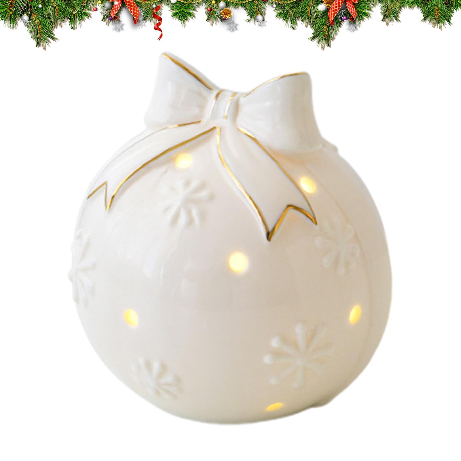 Ornement lumineux de table de Noël en céramique creuse et amovible