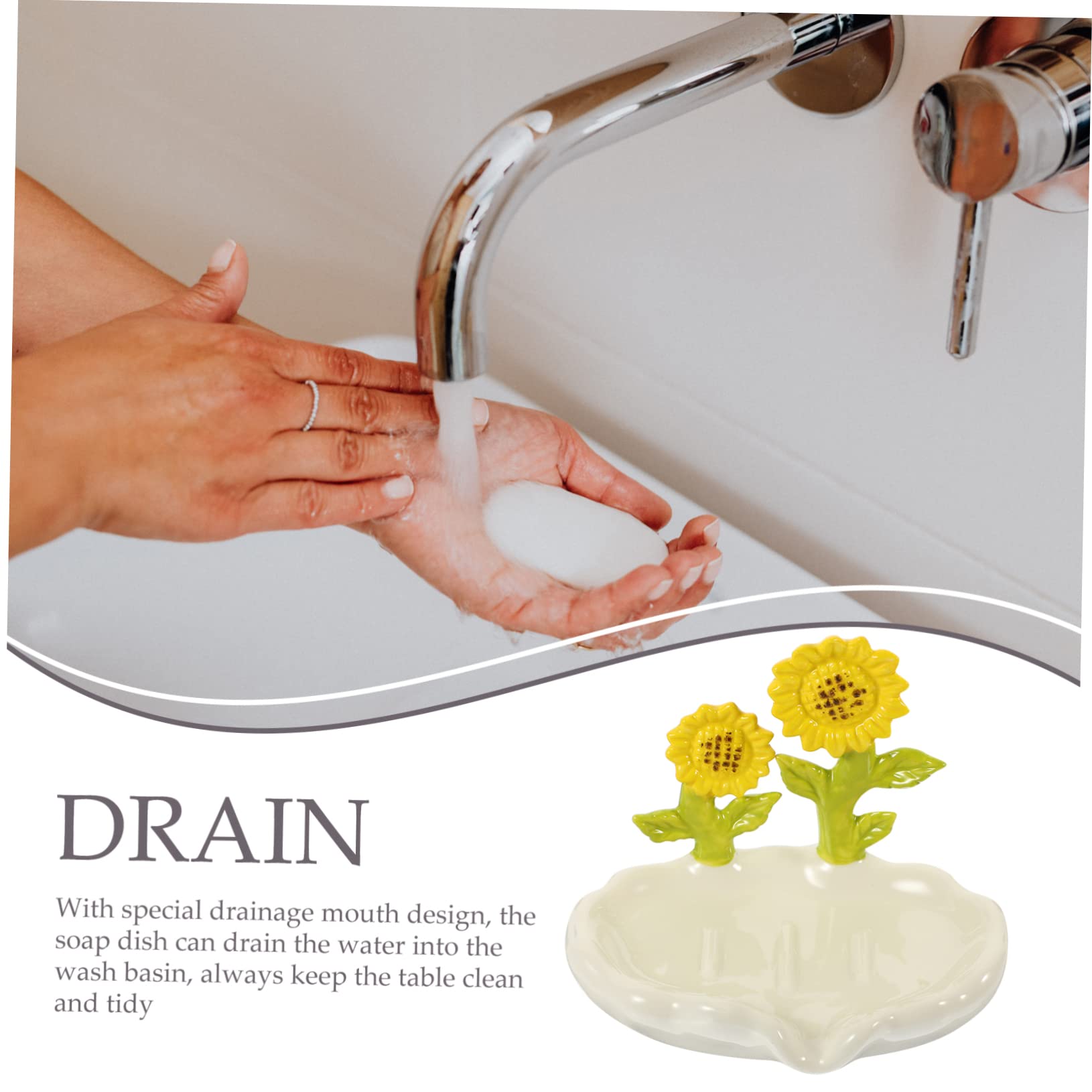 Jabonera de Cerámica Forma de Flor, Color Blanco, para Baño