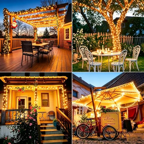 2 Pack 500 LED 180FT Solar String Lights Outdoor, Solar Fairy Lights with 8 Modes Green Wire Twinkle Light Solar Christmas Lights Waterproof for Patio Garden Yard Christmas Tree Decoration(Warm White) by Jedavai - Used condition - Image 7