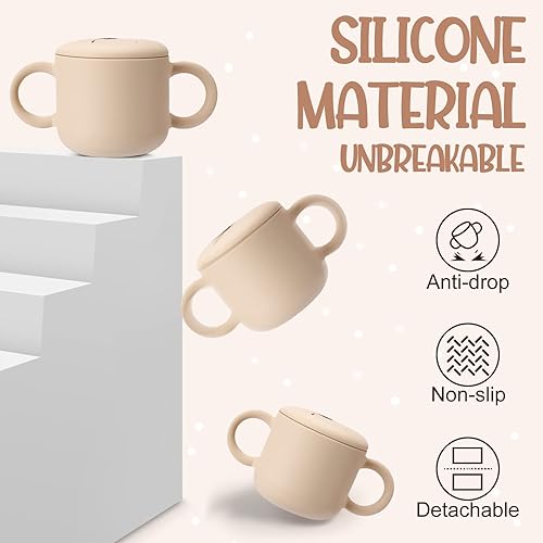 Miniatura 3 de 2 tazas de silicona para aperitivos y 2 tazas de silicona para bebés y niños contenedor de alimentos a prueba de derrames taza de entrenamiento para