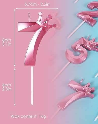 Miniatura 6 de Velas de cumpleaños 21 para pastel, velas rosas número 21 con corona, diseño 3D para tartas de cumpleaños para niñas y mujeres, fiesta de
