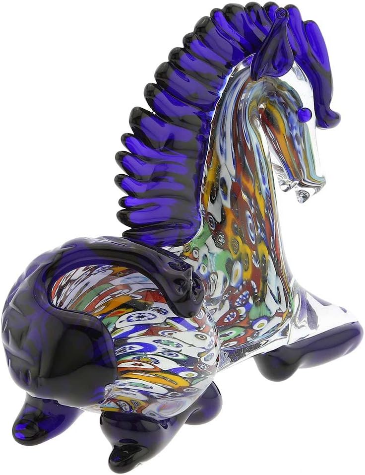 GlassOfVenice Murano Glass Millefiori Kneeling Horse