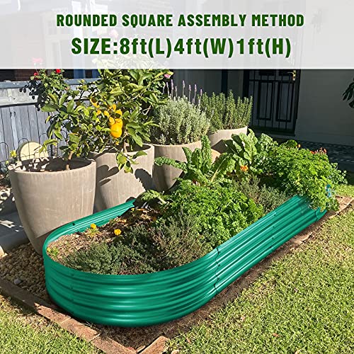 Image of Land Guard 8x4x1 ft Green Raised Garden Bed, Garden Raised Bed, Above Ground Flower Bed for Vegetables, Flowers, Herbs(Green)