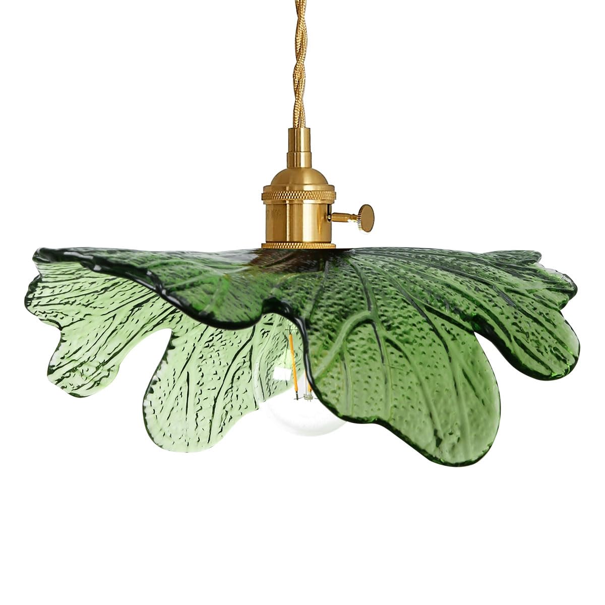 Vintage Pendant Lights Green Glass Pendant Lighting Kitchen Island Hand Blown 1-Light Brass Pendant Light Farmhouse Hanging Light