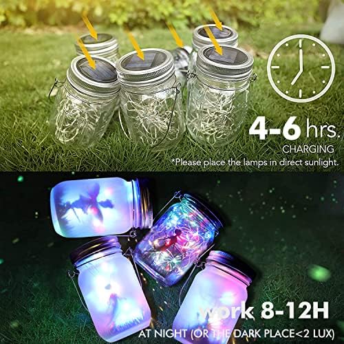 SHENGMEI 2 Pack Solar Fairy Lantern Lights, Mason-jar Lights Outdoor Garden Hanging, Solar Fairy in Jar Lights LED Lamp for Table, Yard, Patio, Lawn Party Thanksgiving Christmas Decorations