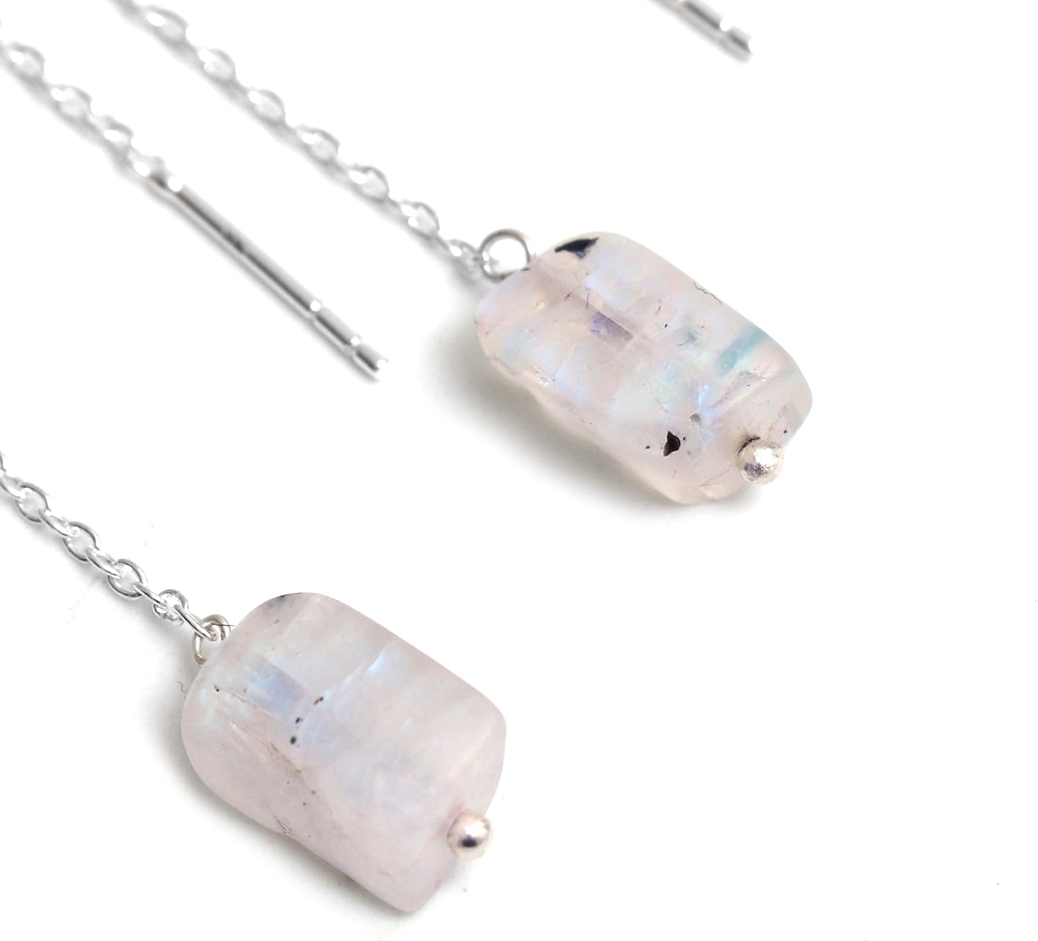 925 Sterling Silver Natural Raw Threader Earring, Gemstone Earring For Women, Handmade Jewelry, Gift For Her