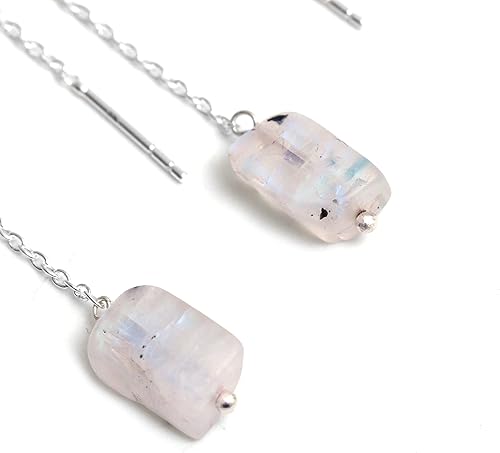 925 Sterling Silver Natural Raw Threader Earring, Gemstone Earring For Women, Handmade Jewelry, Gift For Her