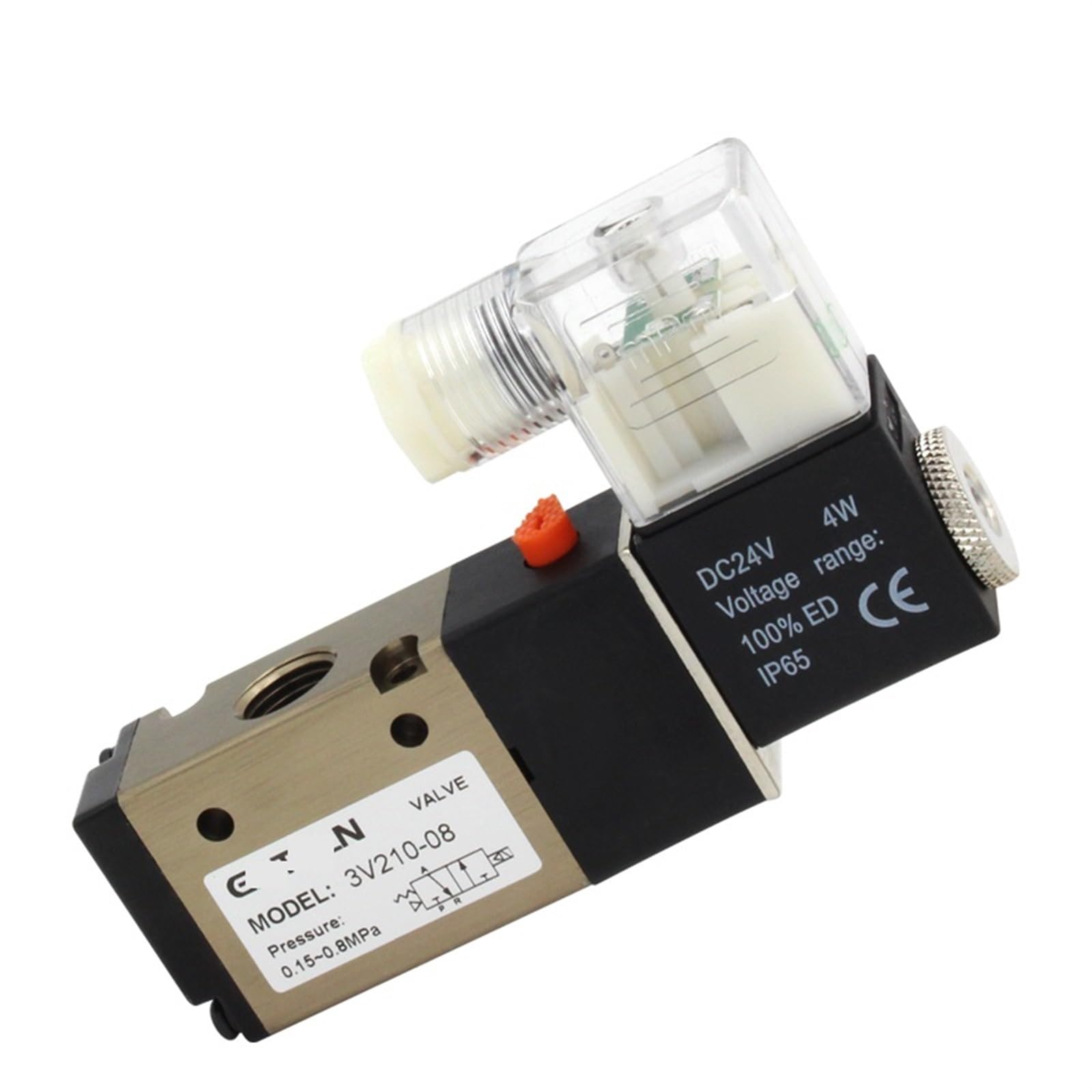 3-drożny 2-pozycyjny pneumatyczny zawór elektromagnetyczny powietrza 3V210-08 DC 12 V 24 V AC 220 V sterowanie elektryczne zawór magnetyczny gazu 1 szt. (8mm Fittings-02)