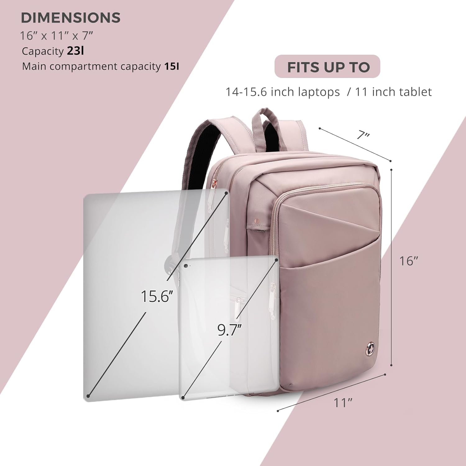 Swissdigital Design Laptop Backpack for Women,College Bookbags with USB Charging Port,Cute Computer Backpacks for Work Business,Pink | SD1006F-82 - Image 8