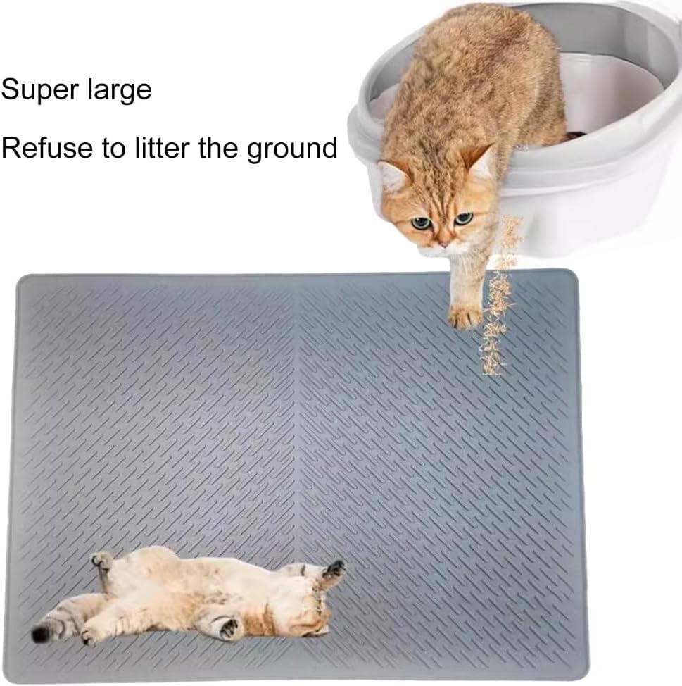 Silicone Pet Mat with Raised Edges Feeding Mat Nonslip Waterproof Cats Litter Mat Nonspill Dog Bowl Mat for Treats Food