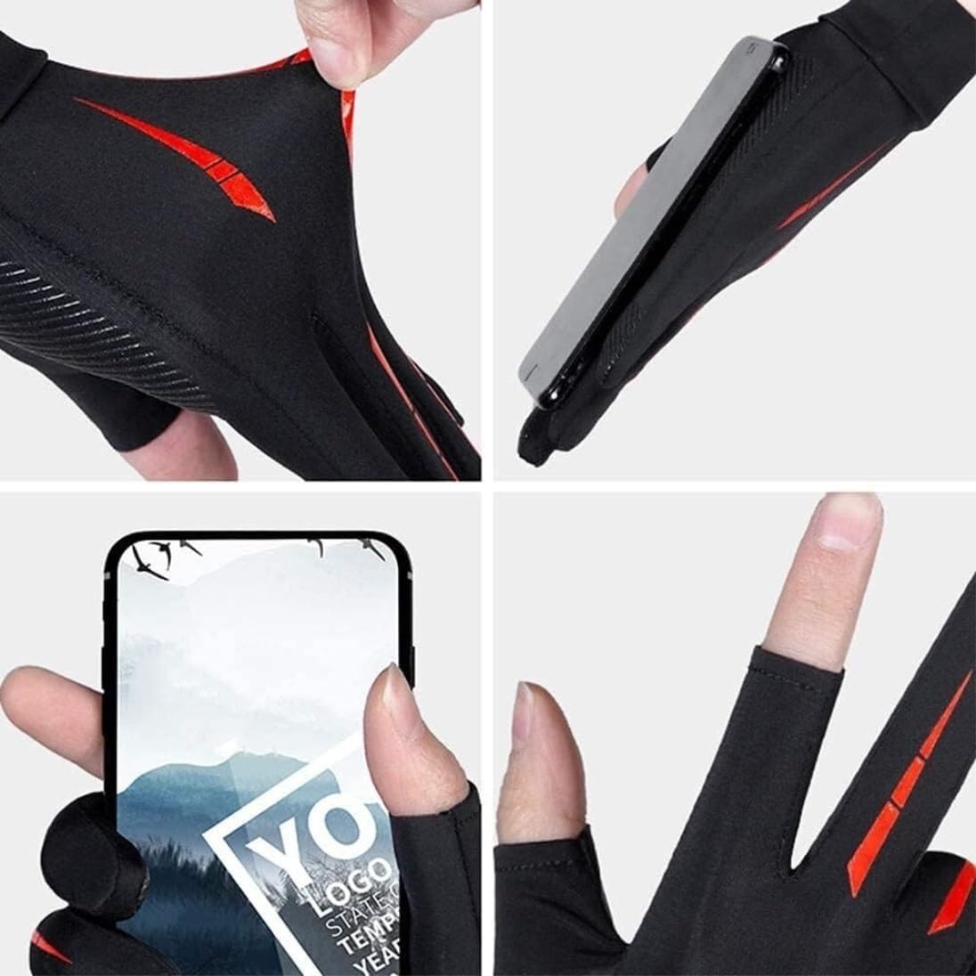 Sports Reithandschuh Handschuhe Für Männer, Schwarze Halbfinger-Handschuhe Für Herren, Sommer, Sonnenschutz, Eisseidenstoff Fahrradhandschuhe (Color : Grün, Size : One Size)